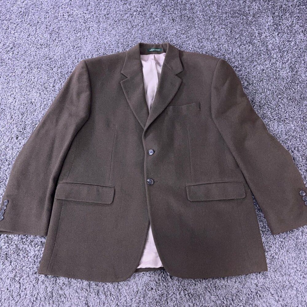 Lauren Ralph Lauren Camel Hair Blazer Men Size 42S Green 2 Button Made in Canada
